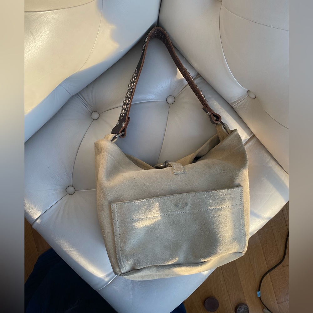 🛑SOLD🚫Rare Vintage Y2K Tylie Malibu Suede Crystal Strap Hobo Shoulder Bag Tan - Picture 5 of 14